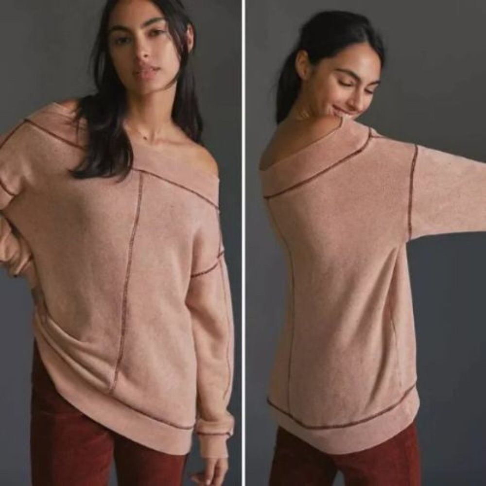 NWT Anthropologie Pilcro Slouchy Off-The-Shoulder Sweatshirt | L